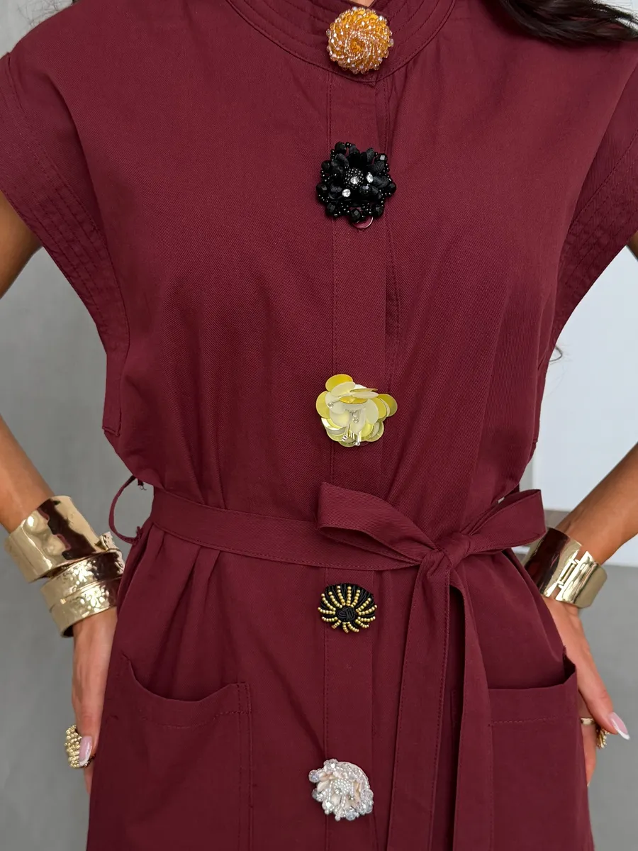 Бордовый костюм брючный летний праздничный с жилеткой