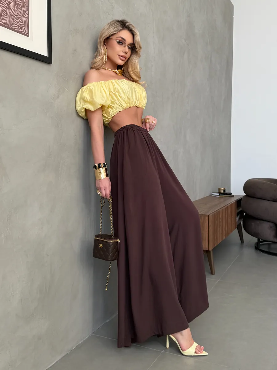 Летние брюки палаццо легкие широкие на резинке