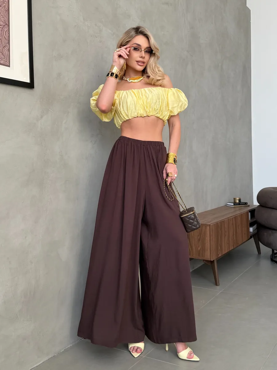 Летние брюки палаццо легкие широкие на резинке