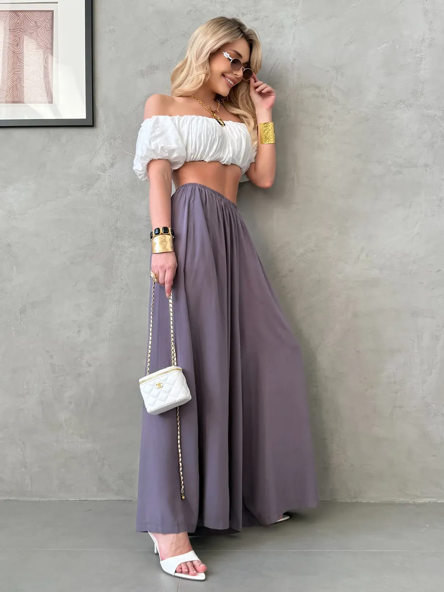 Летние брюки палаццо легкие широкие на резинке