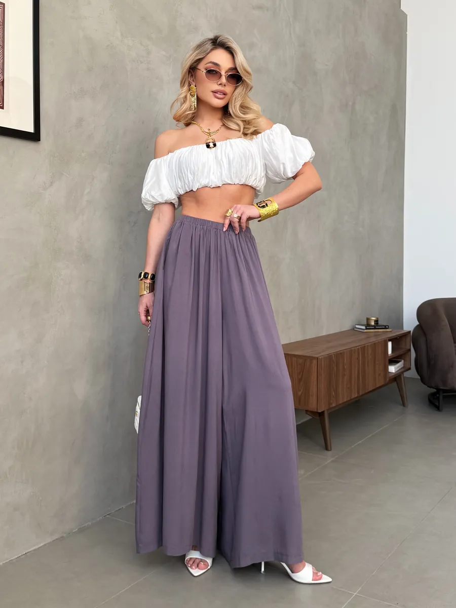 Летние брюки палаццо легкие широкие на резинке