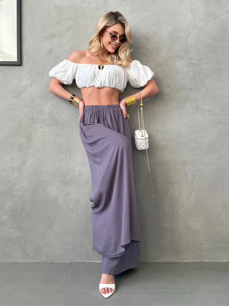 Летние брюки палаццо легкие широкие на резинке