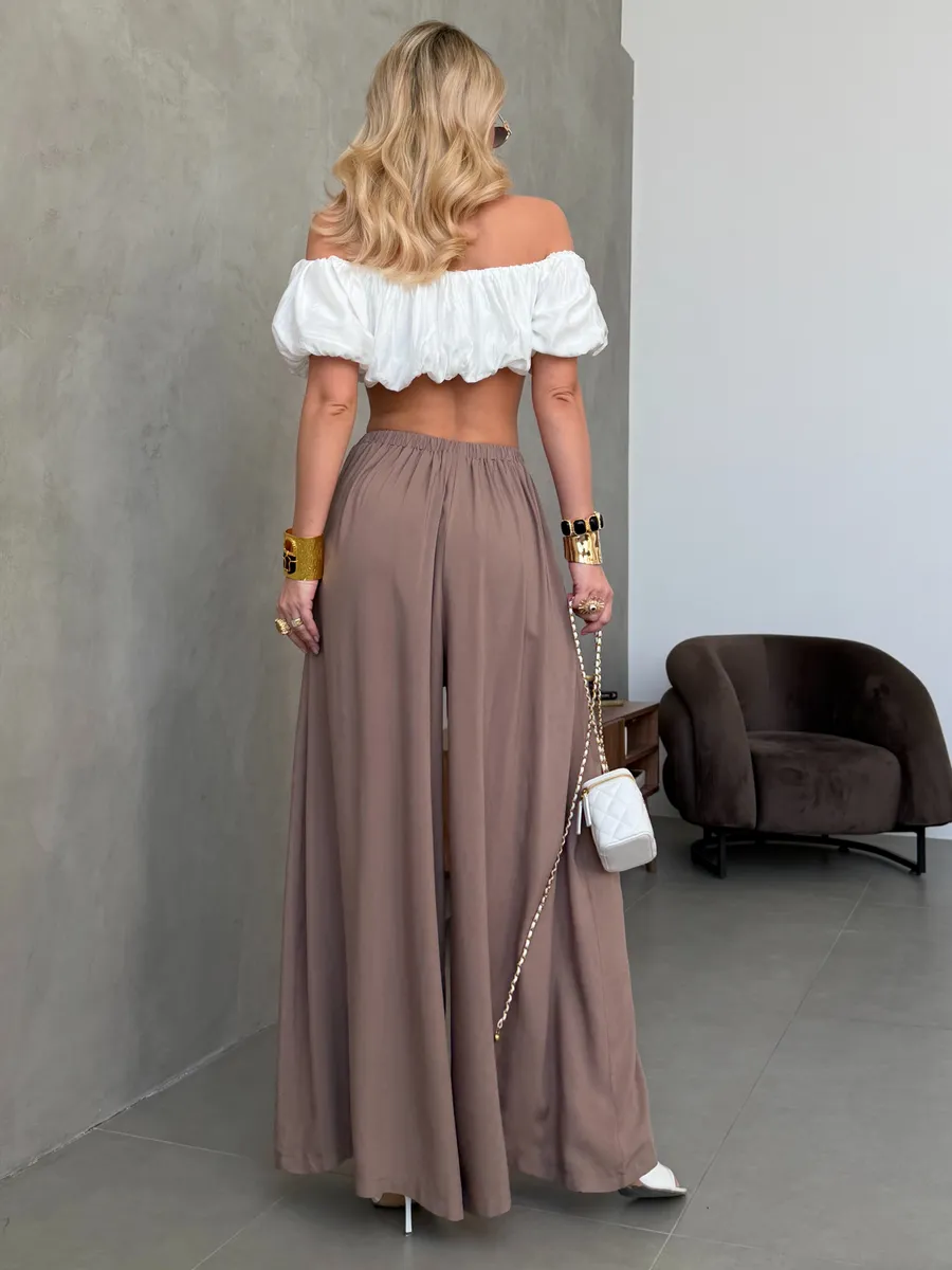 Летние брюки палаццо легкие широкие на резинке