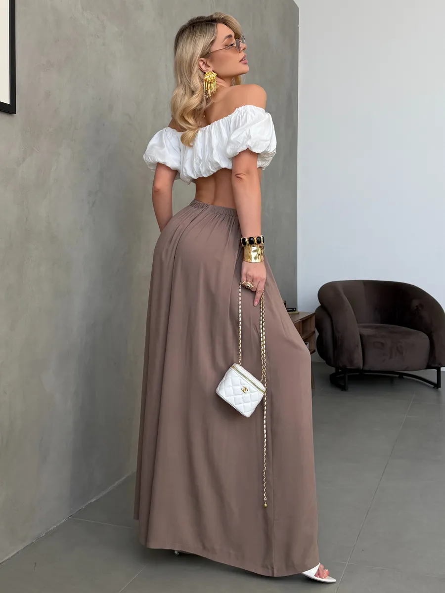 Летние брюки палаццо легкие широкие на резинке