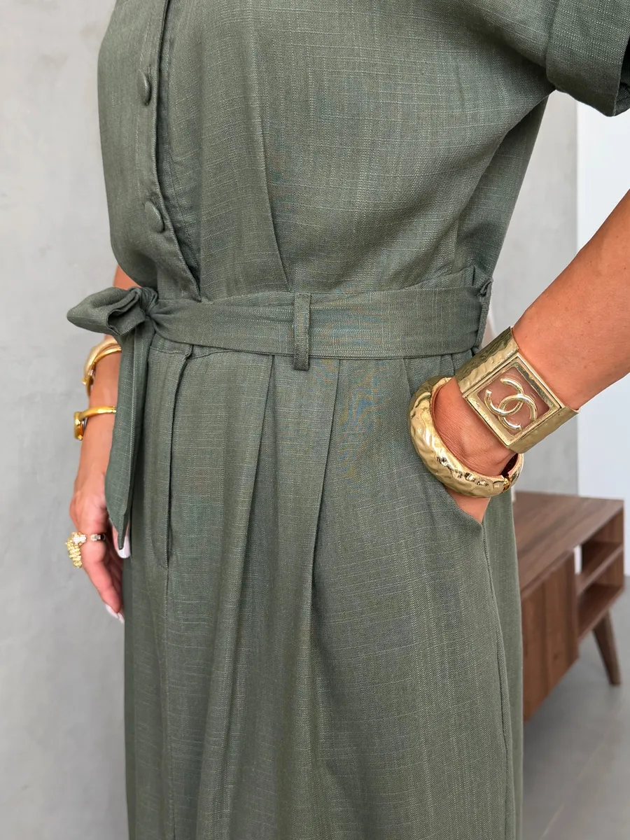 Хаки летнее повседневное платье офисное легкое