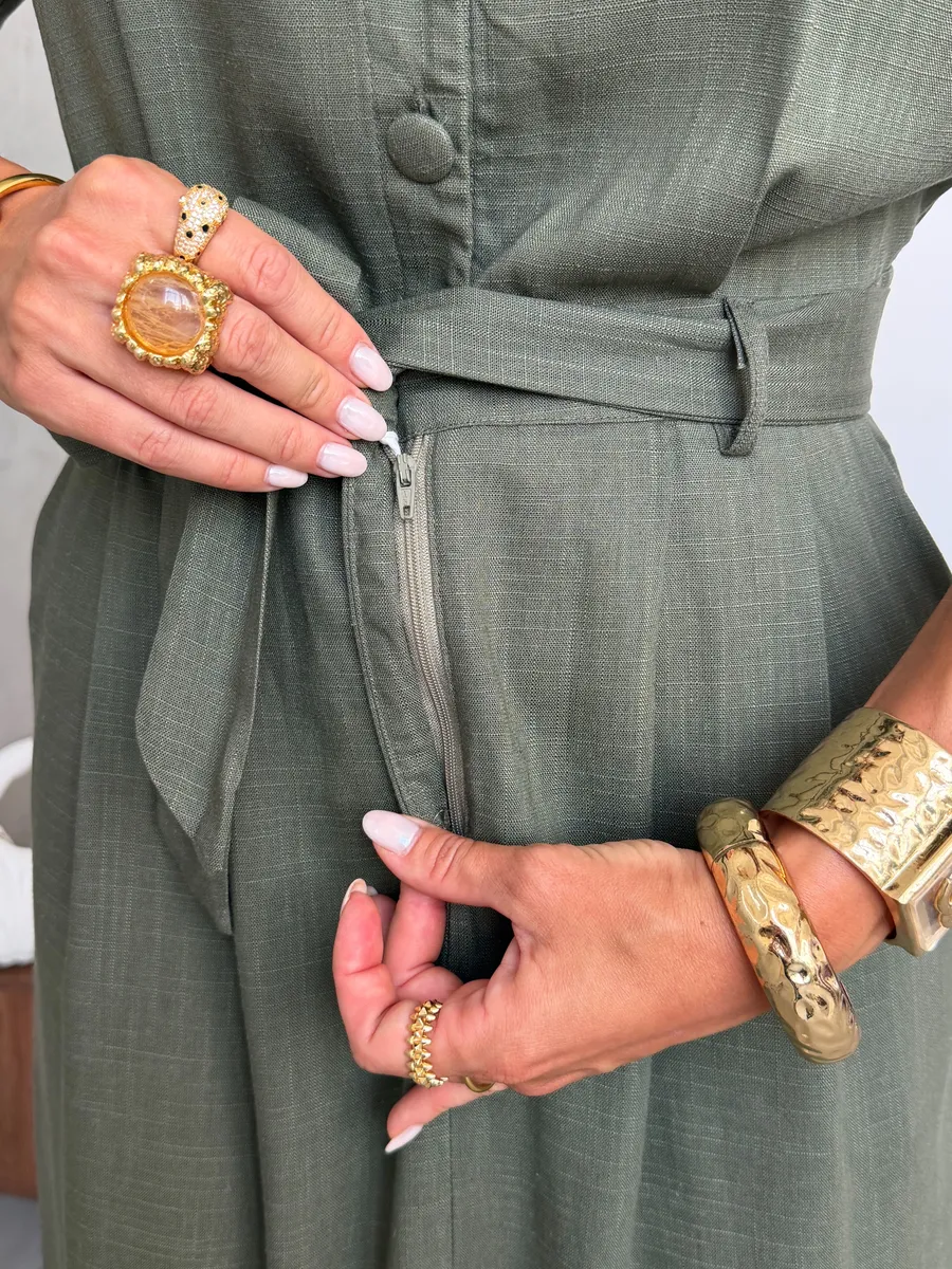 Хаки летнее повседневное платье офисное легкое