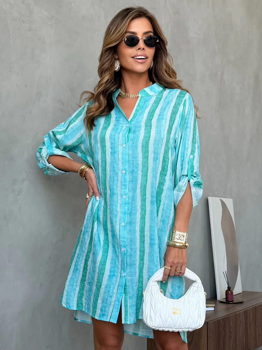 Платье рубашка летнее миди с ярким принтом