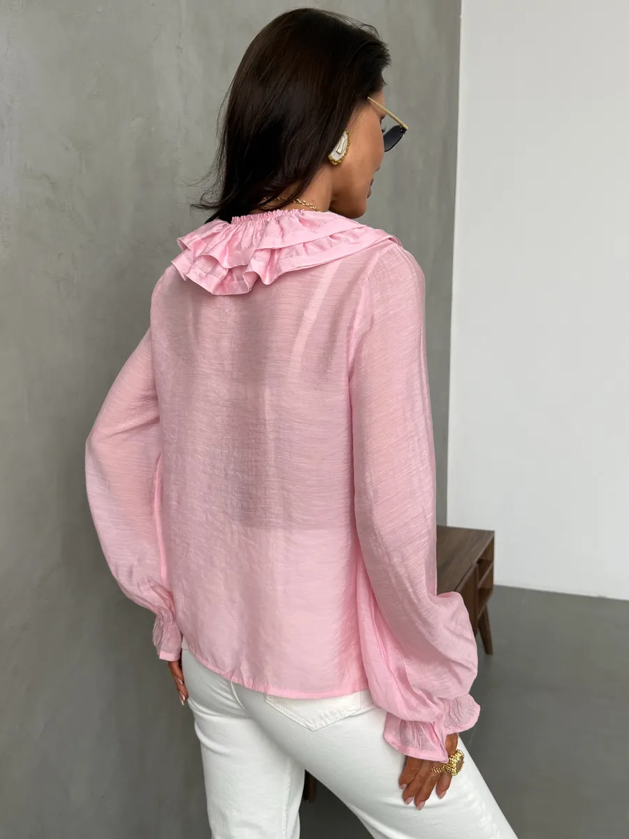 Летняя нарядная блузка офисная с рюшами и воланами