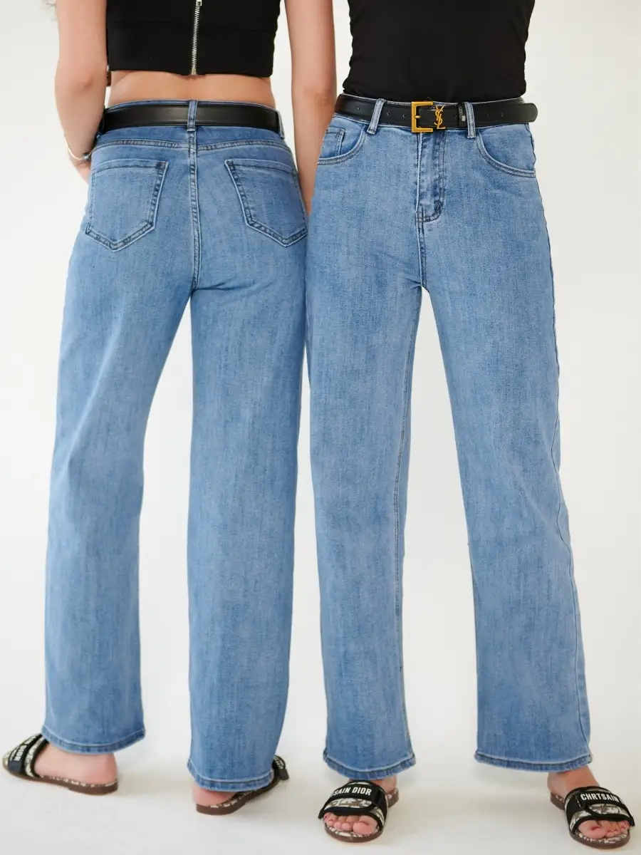 Джинсы женские трубы прямые широкие