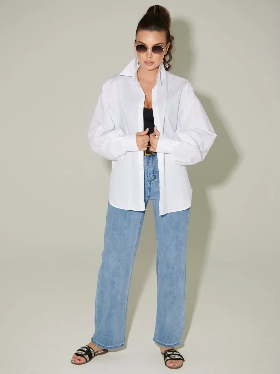 Джинсы женские трубы прямые широкие