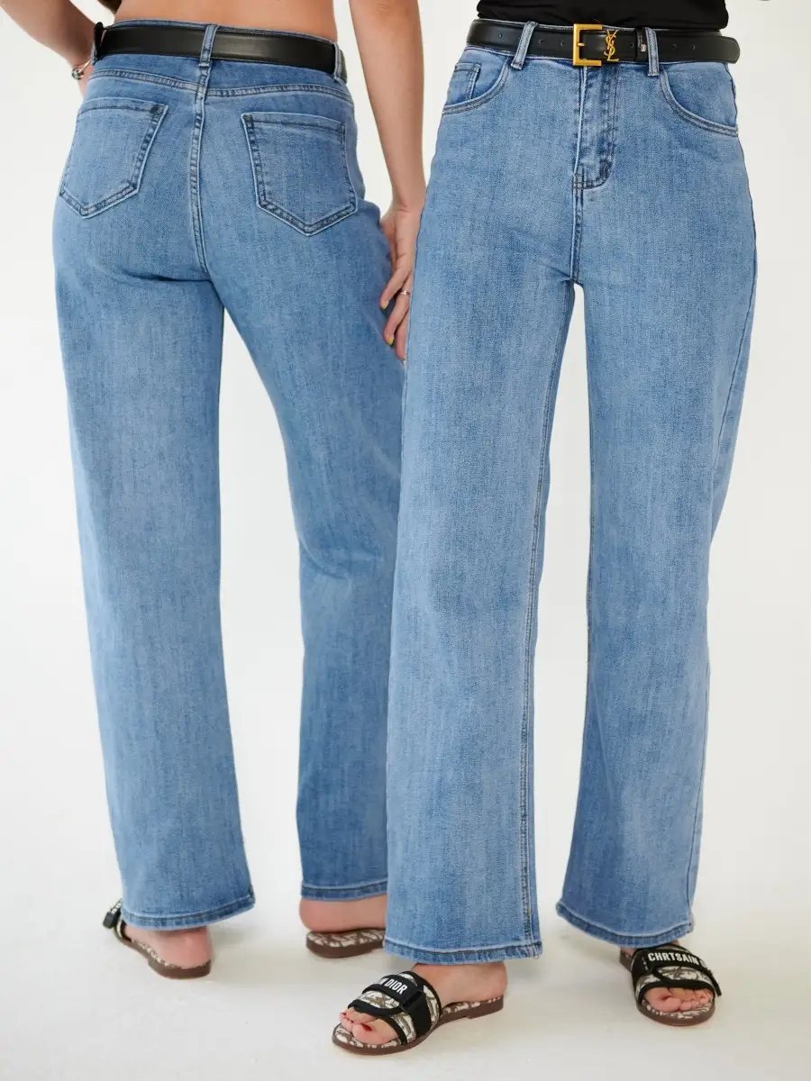 Джинсы женские трубы прямые широкие