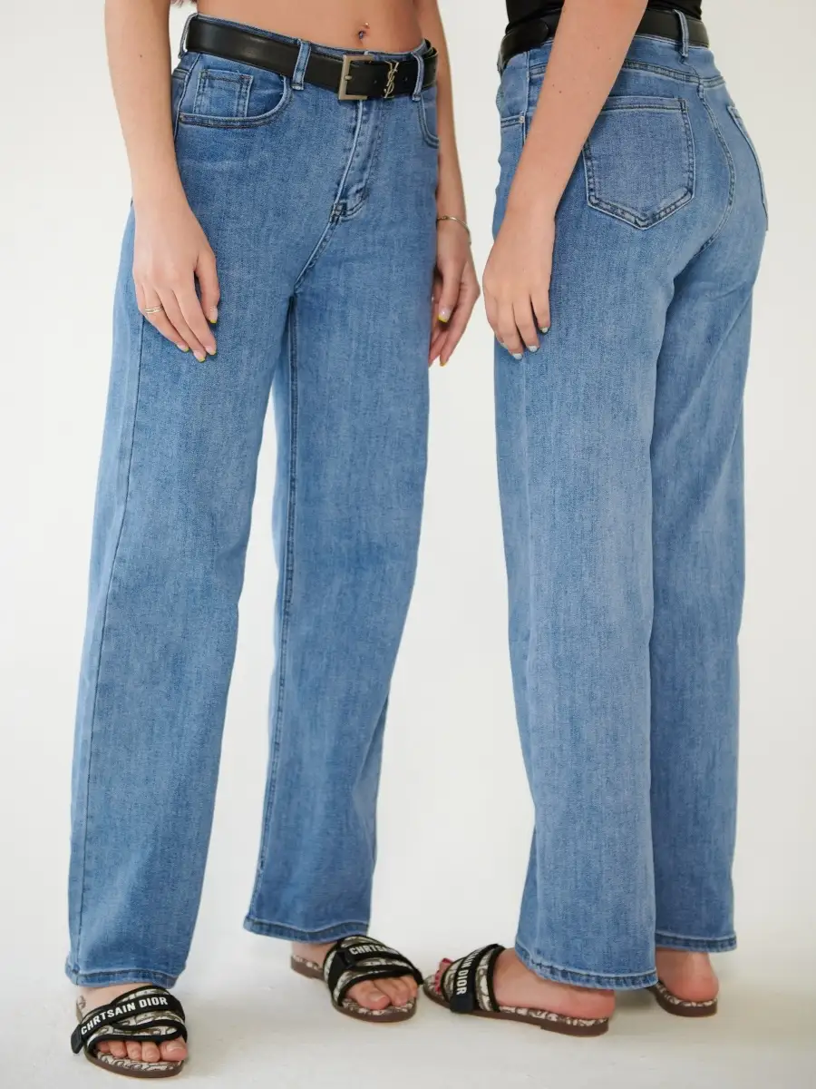 Джинсы женские трубы прямые широкие