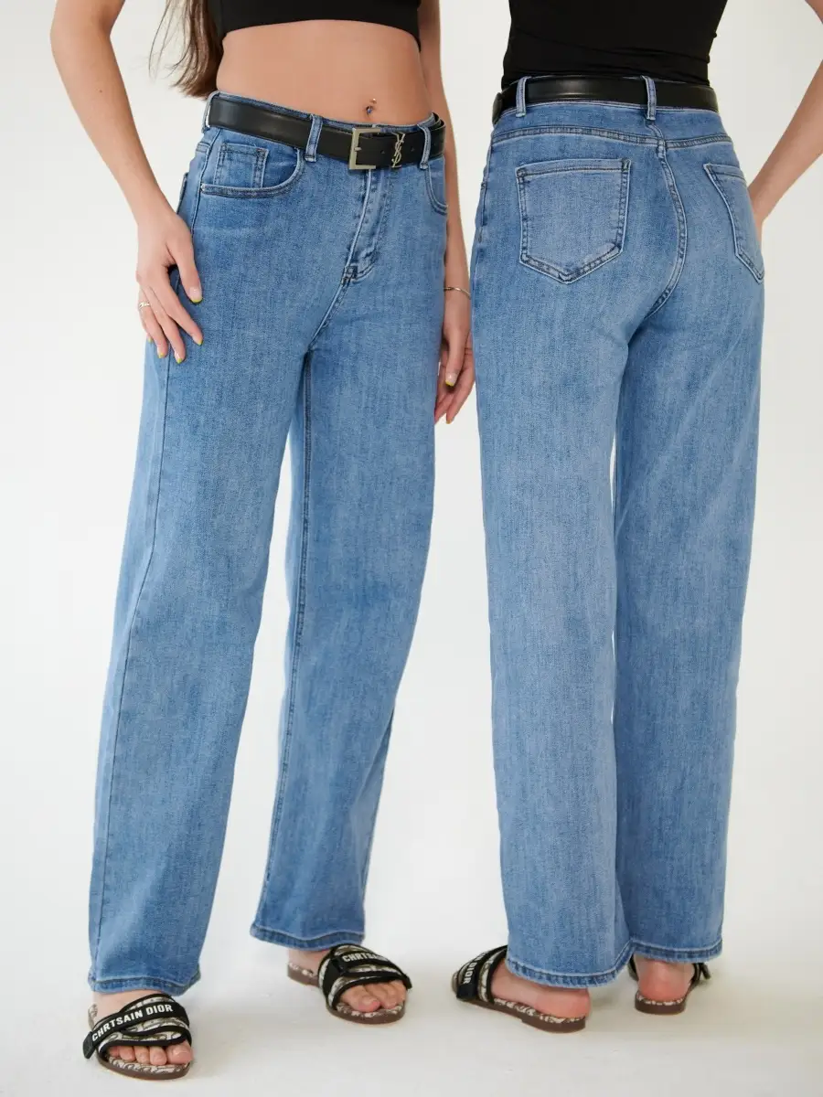 Джинсы женские трубы прямые широкие