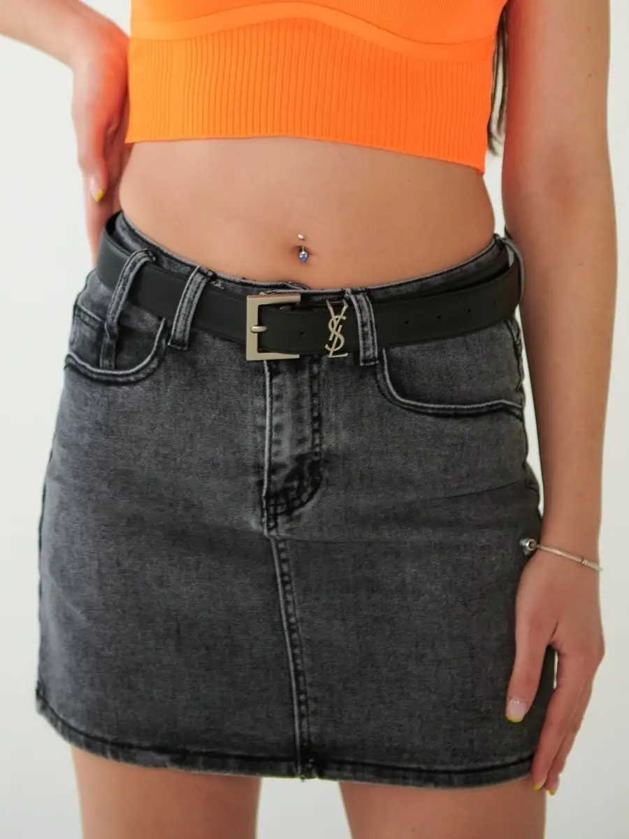 Серая юбка женская джинсовая карандаш мини