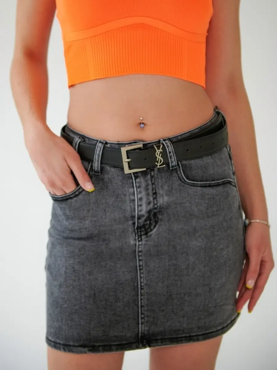 Серая юбка женская джинсовая карандаш мини