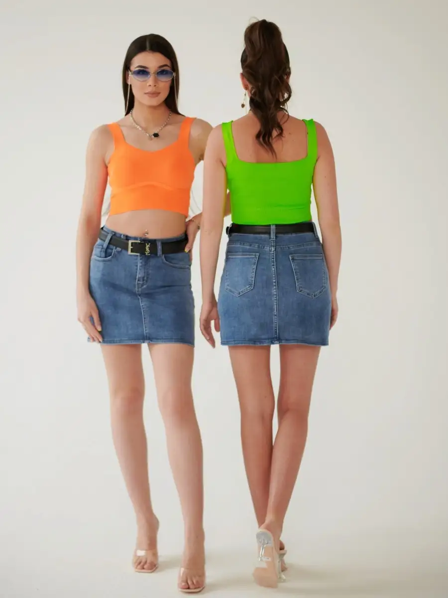 Синяя юбка женская джинсовая карандаш мини