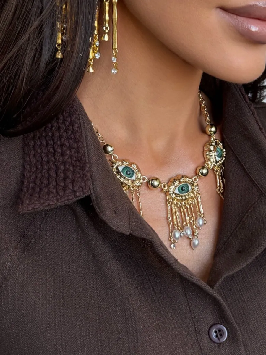 Коричневый летний костюм с рубашкой жилеткой и брюками палаццо