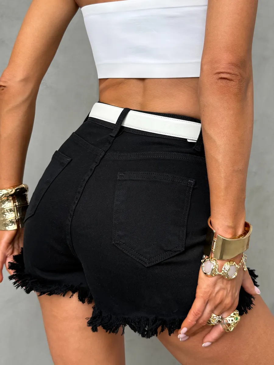 Летние джинсовые шорты короткие с бахромой