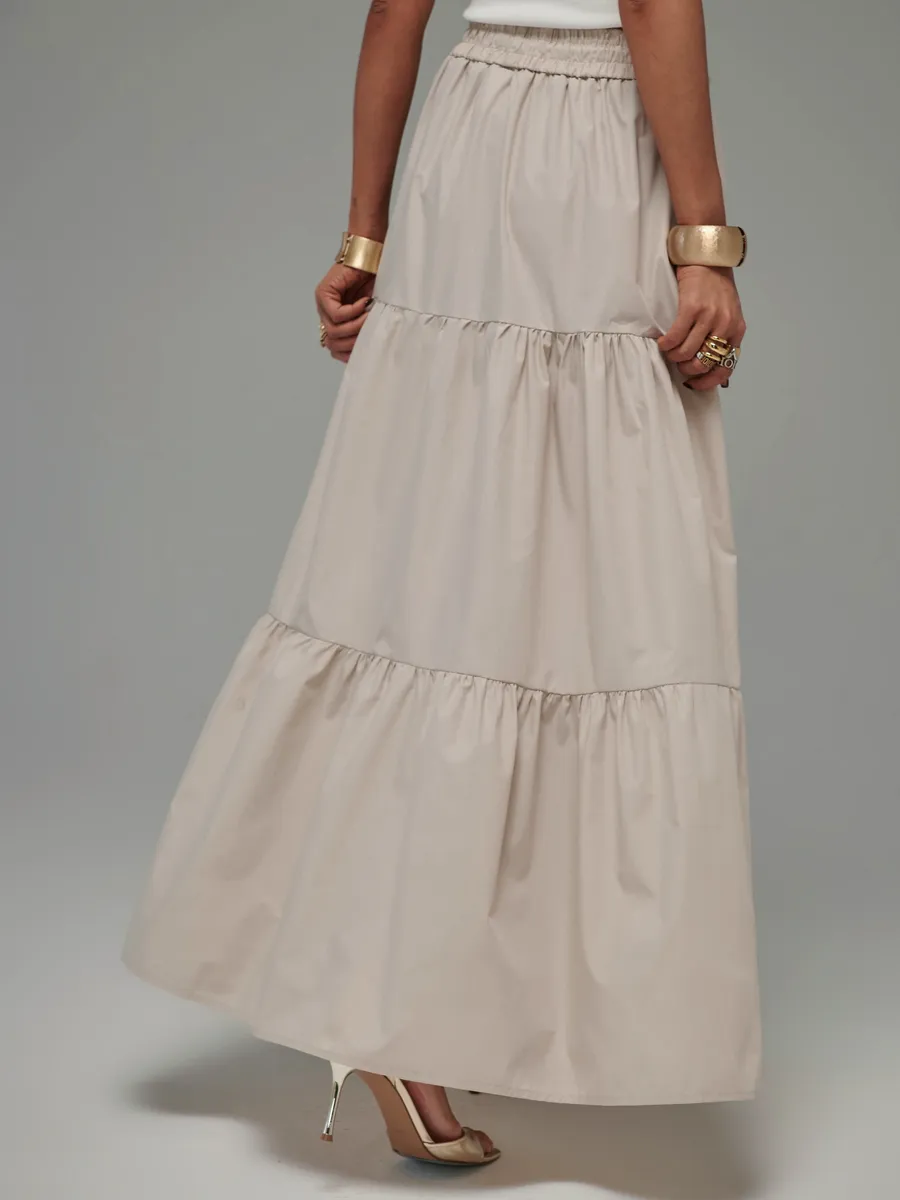 Бежевая длинная летняя юбка макси