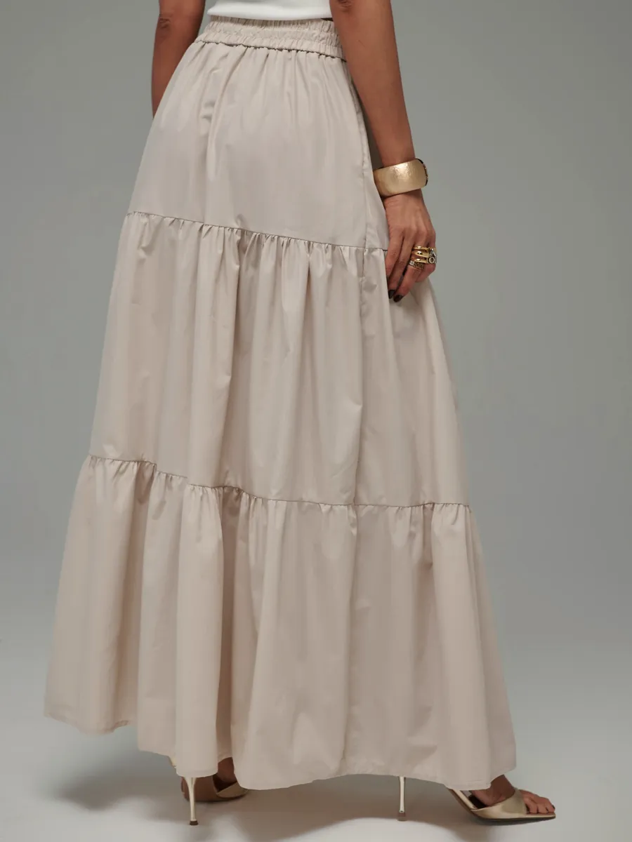 Бежевая длинная летняя юбка макси