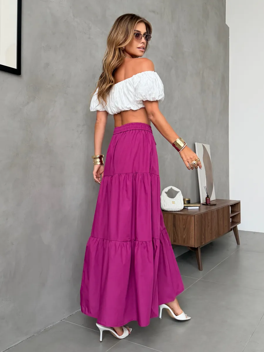 Марсала длинная летняя юбка макси