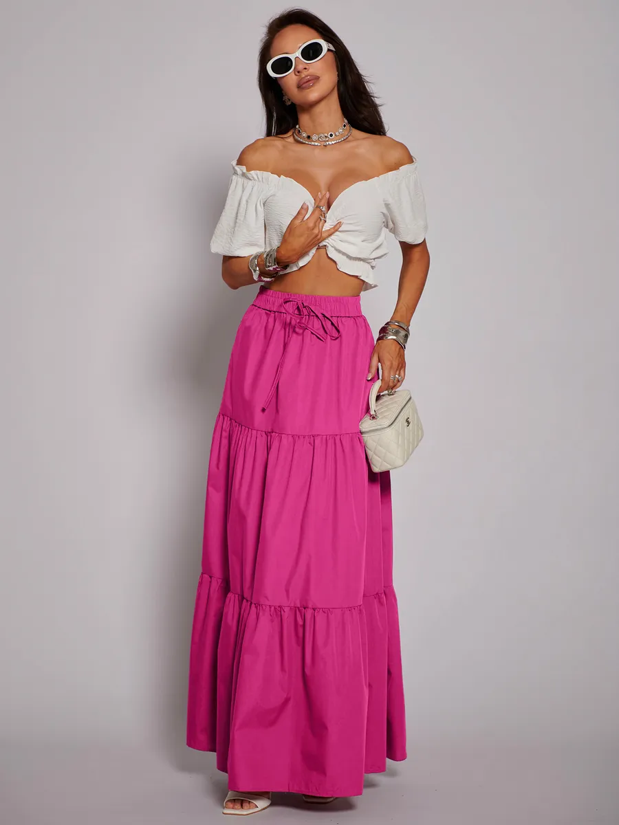 Марсала длинная летняя юбка макси