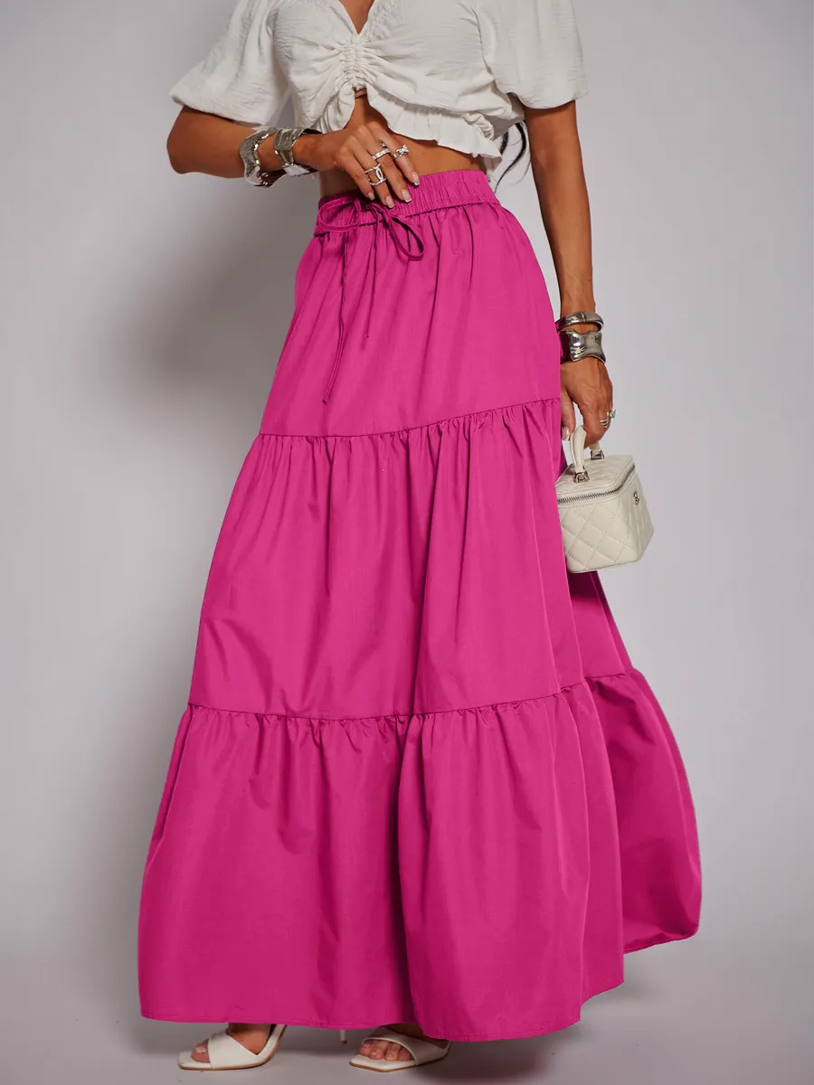 Марсала длинная летняя юбка макси