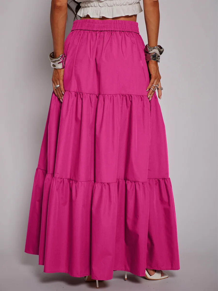 Марсала длинная летняя юбка макси