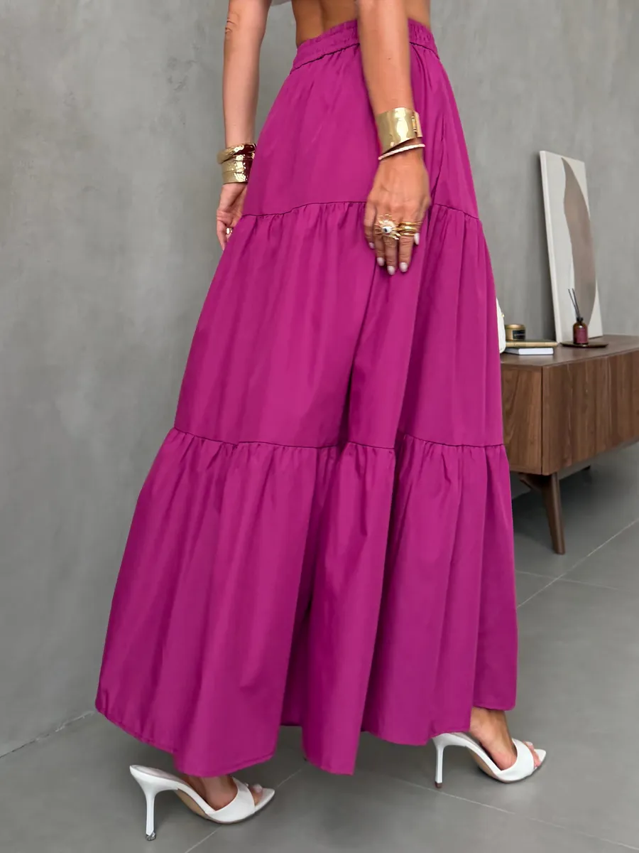 Марсала длинная летняя юбка макси