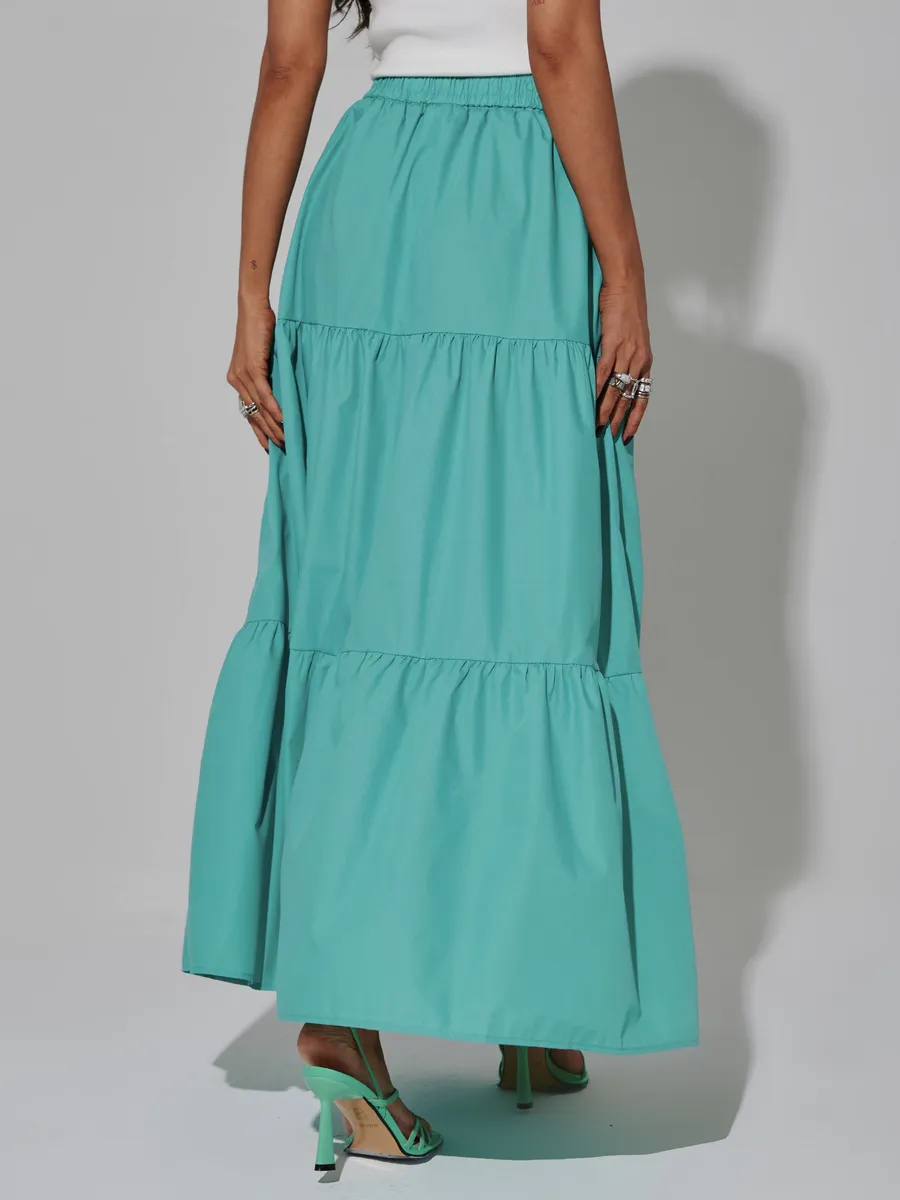 Бирюзовая длинная летняя юбка макси