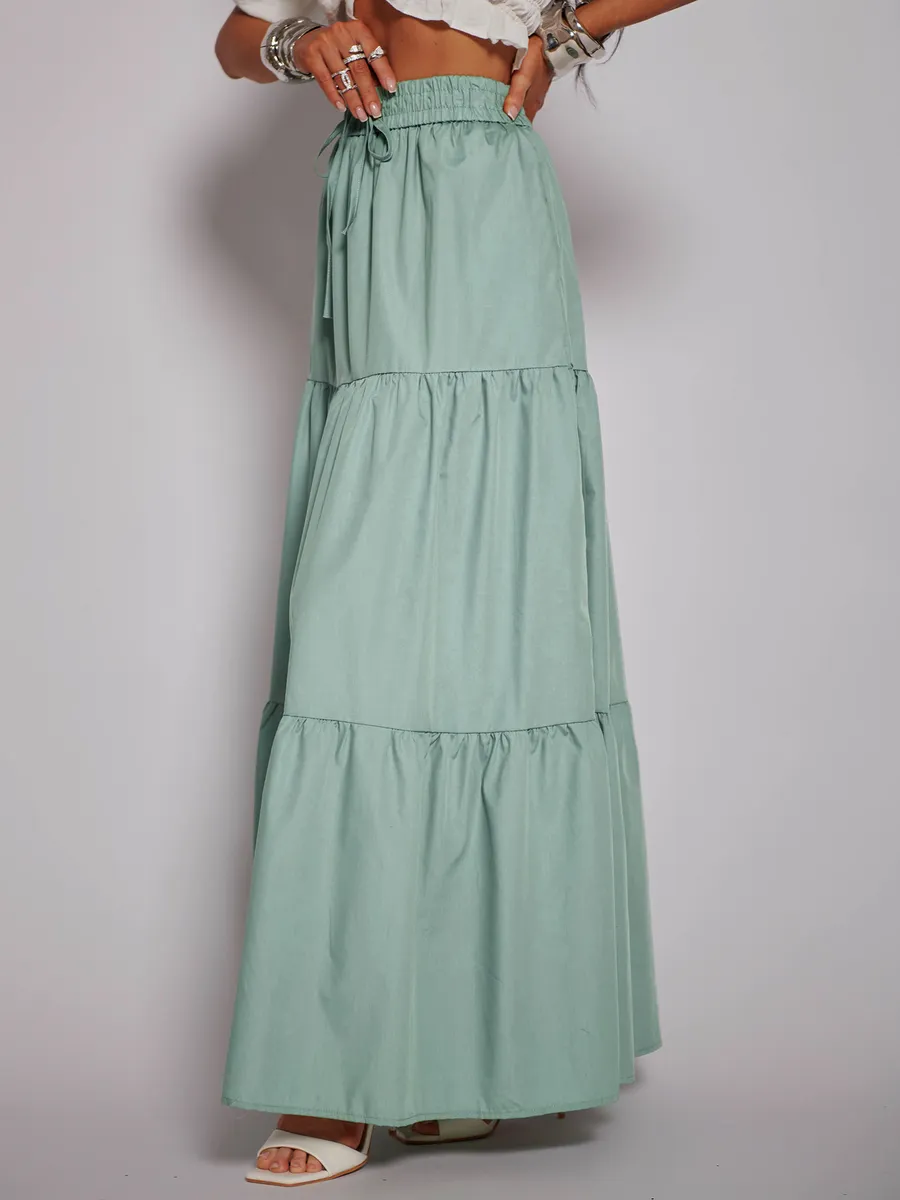 Мятная длинная летняя юбка макси