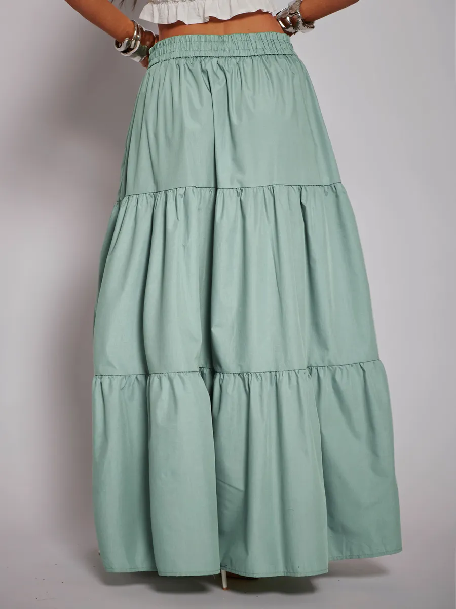 Мятная длинная летняя юбка макси