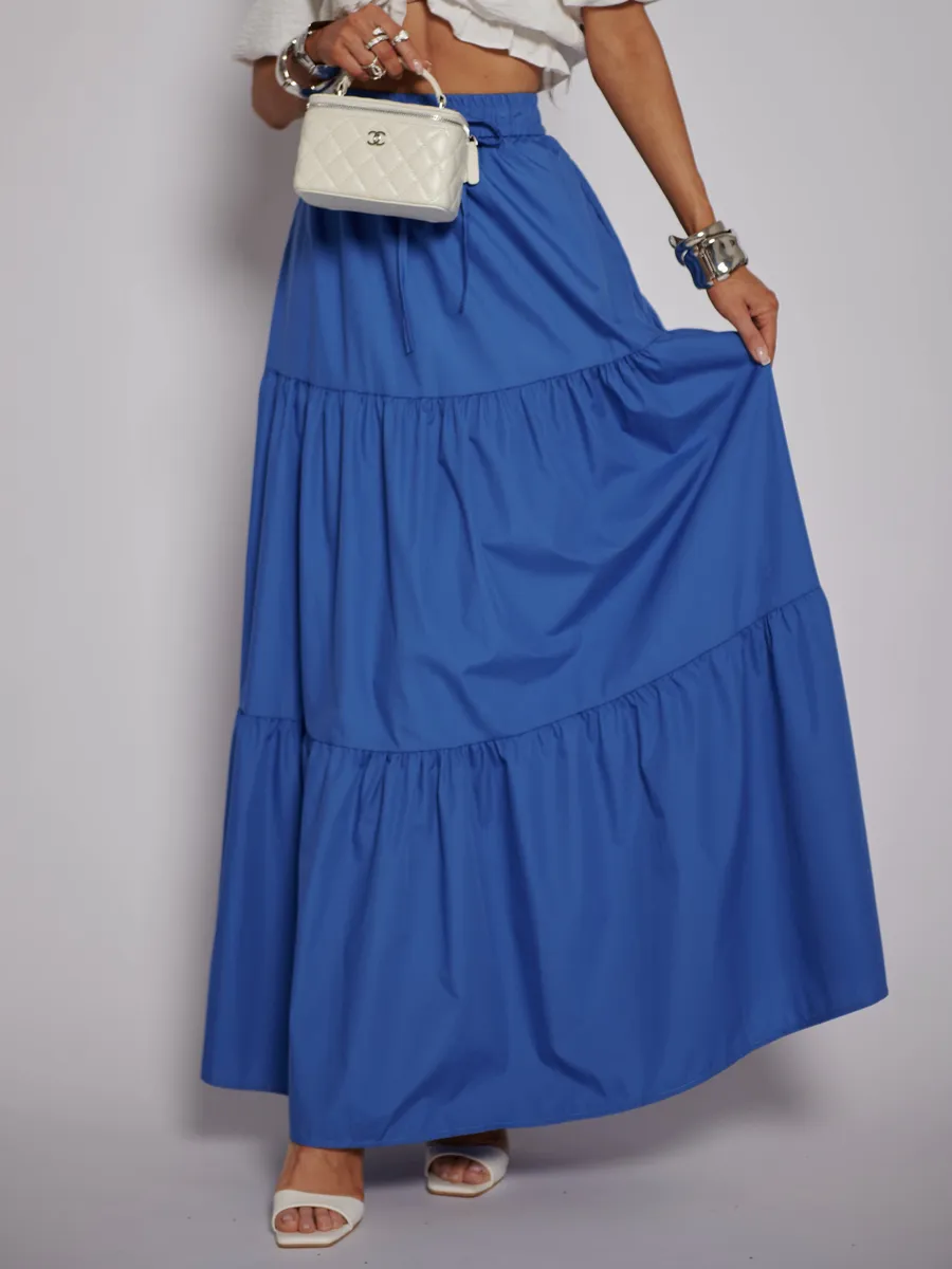 Синяя длинная летняя юбка макси