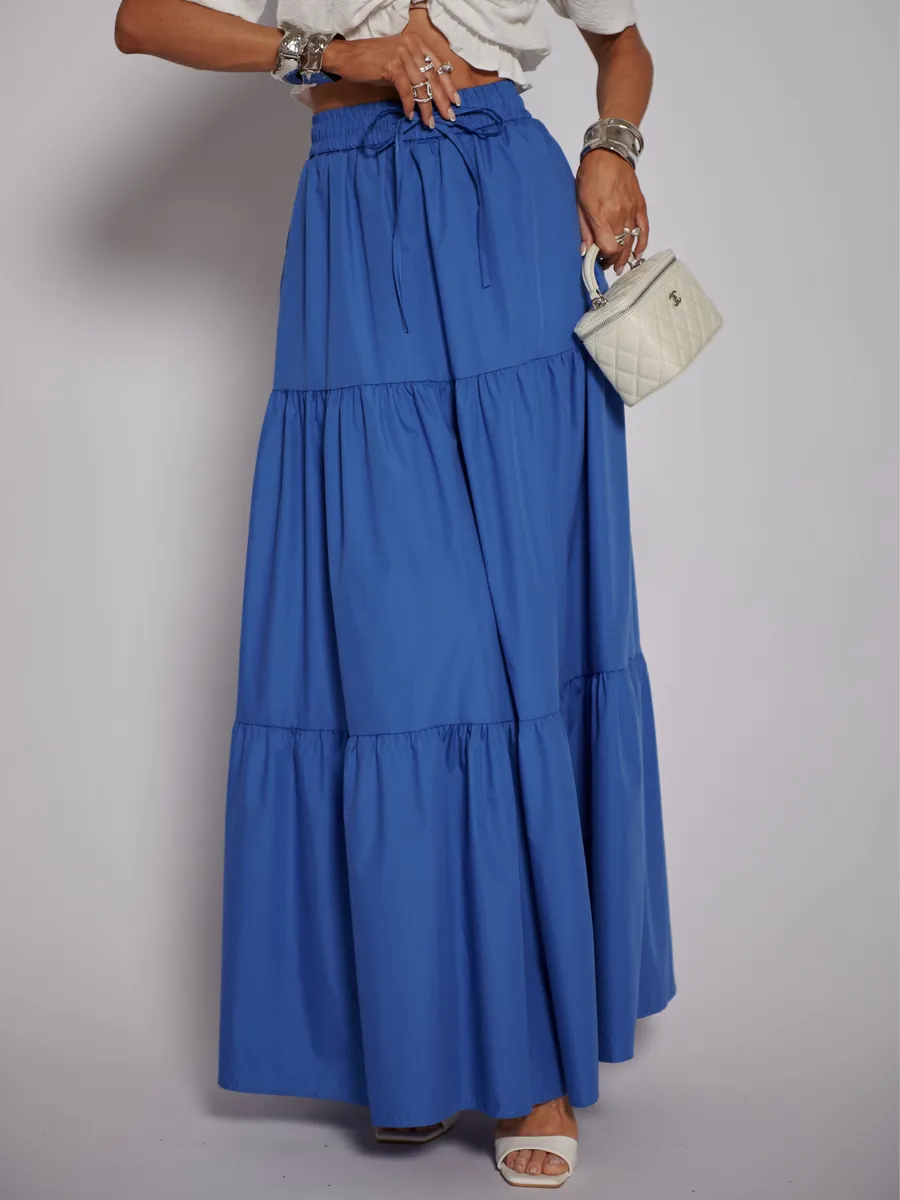Синяя длинная летняя юбка макси