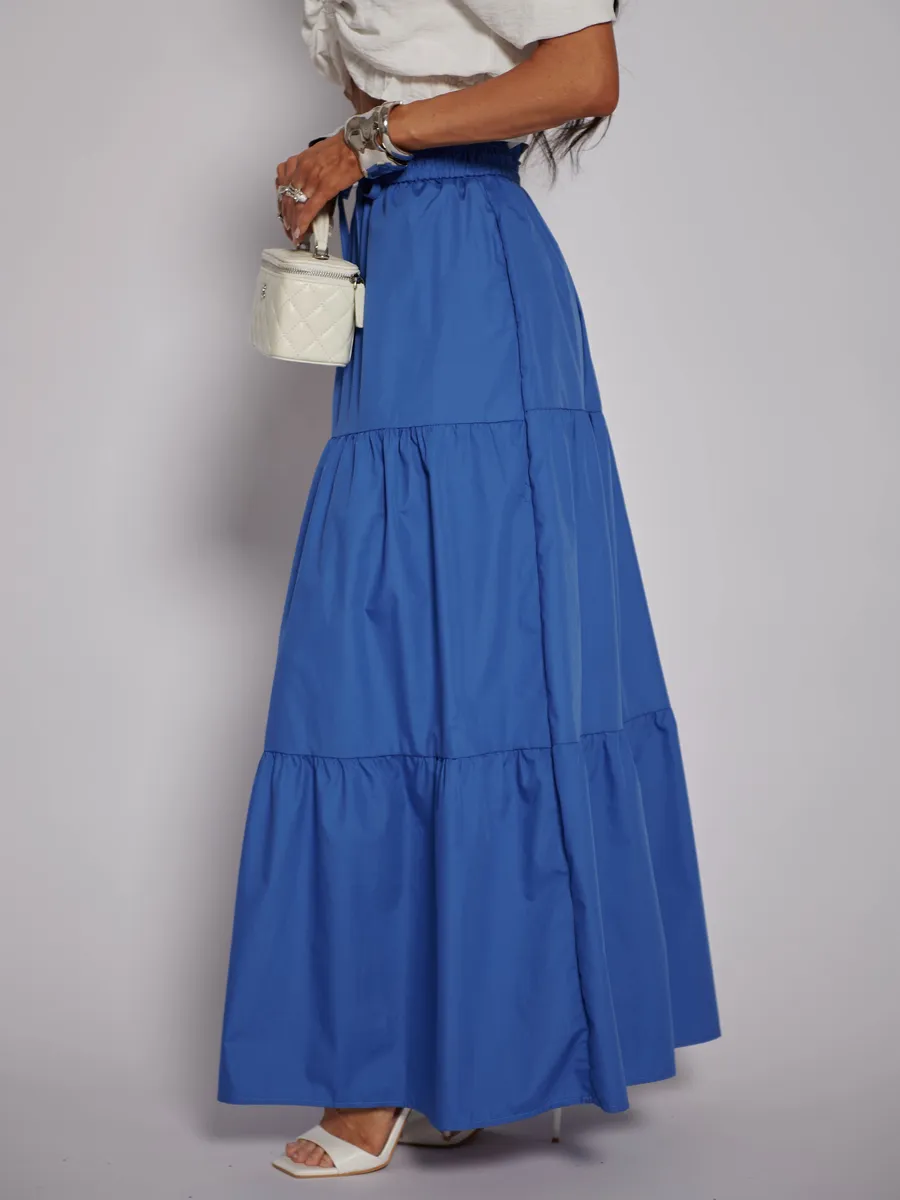 Синяя длинная летняя юбка макси