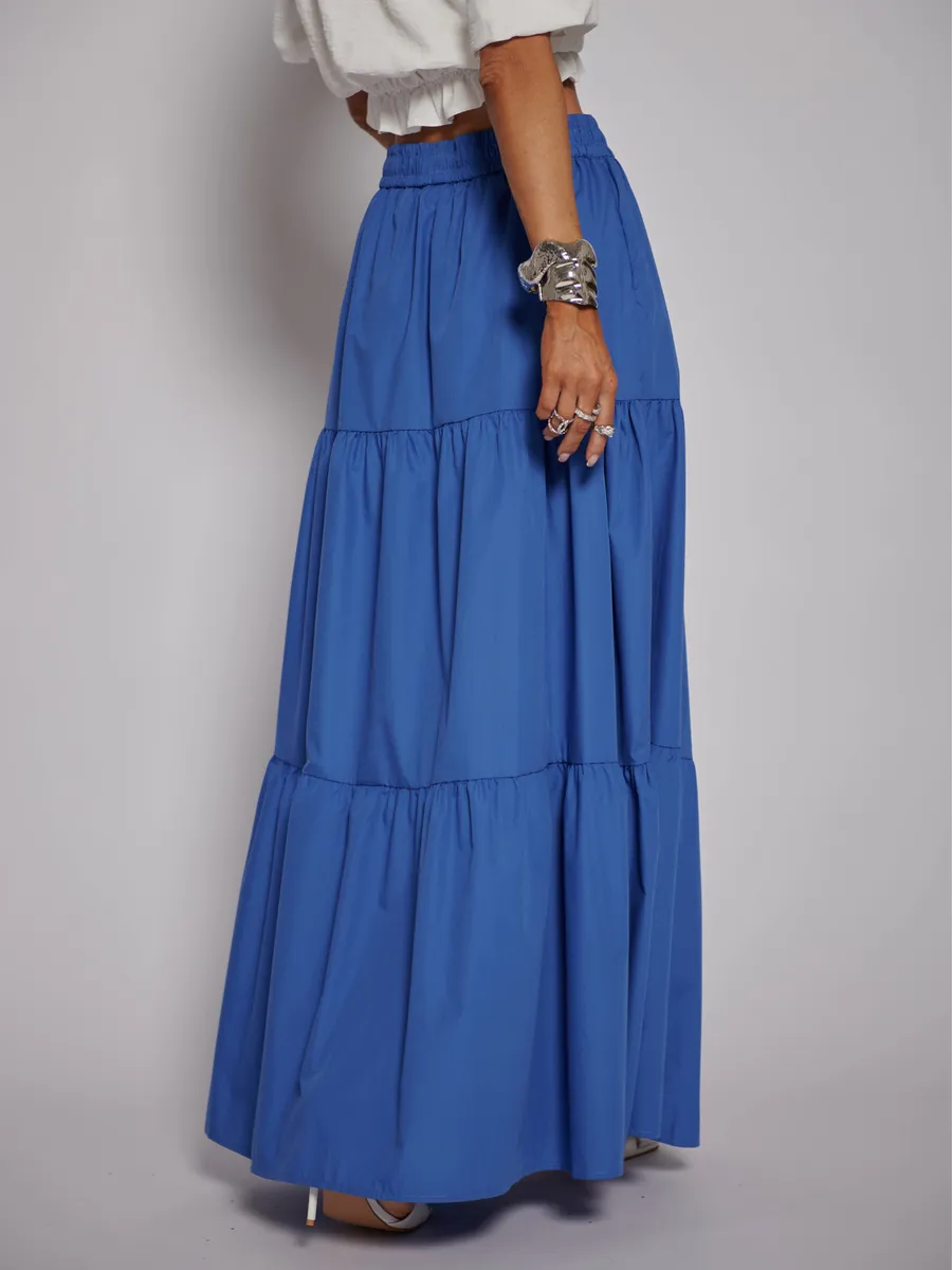 Синяя длинная летняя юбка макси