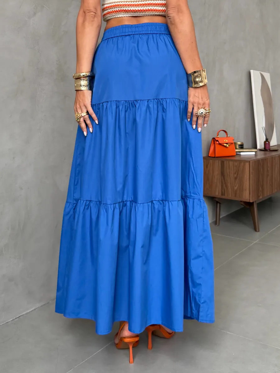 Синяя длинная летняя юбка макси