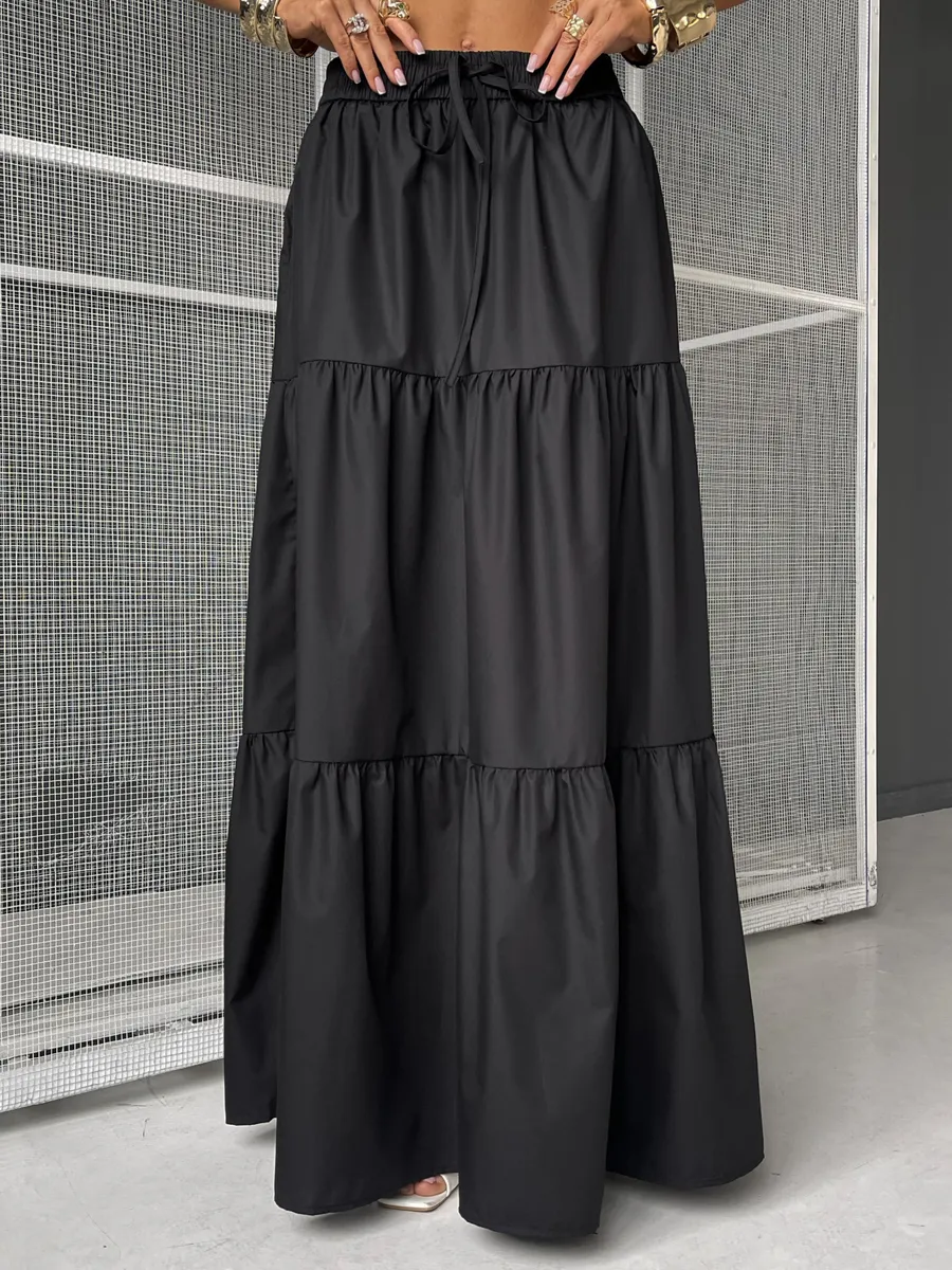 Черная длинная летняя юбка макси