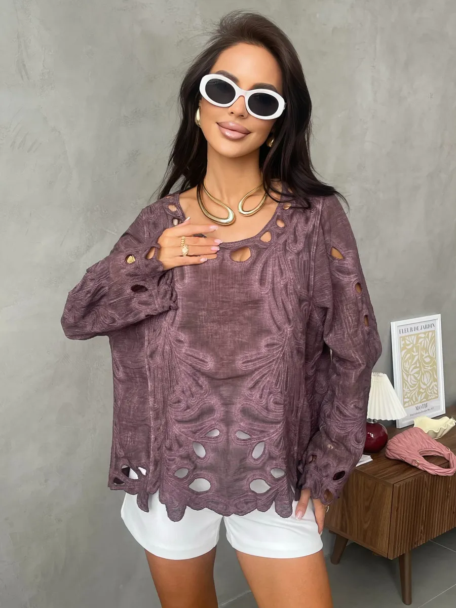 Коричневый блузка нарядная летняя