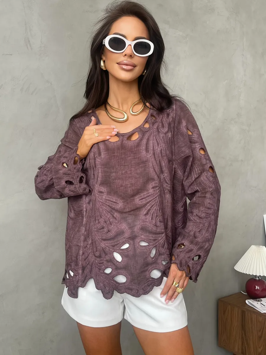 Коричневый блузка нарядная летняя