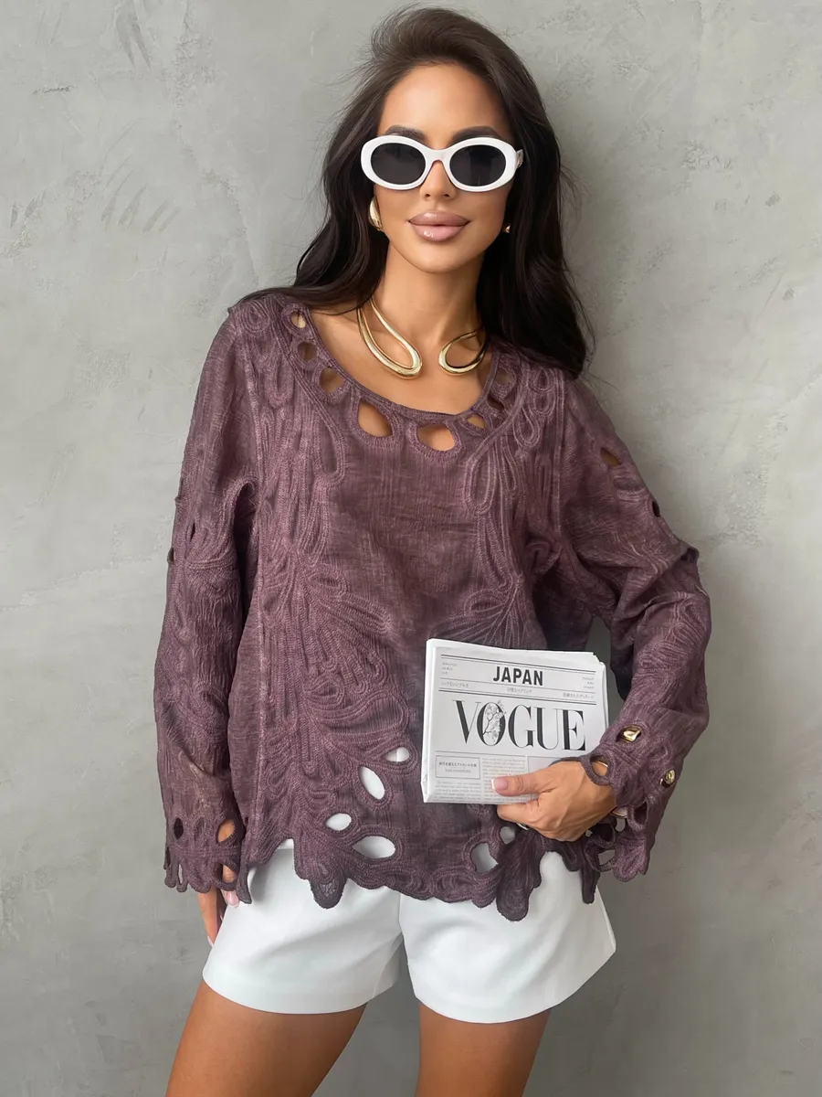 Коричневый блузка нарядная летняя