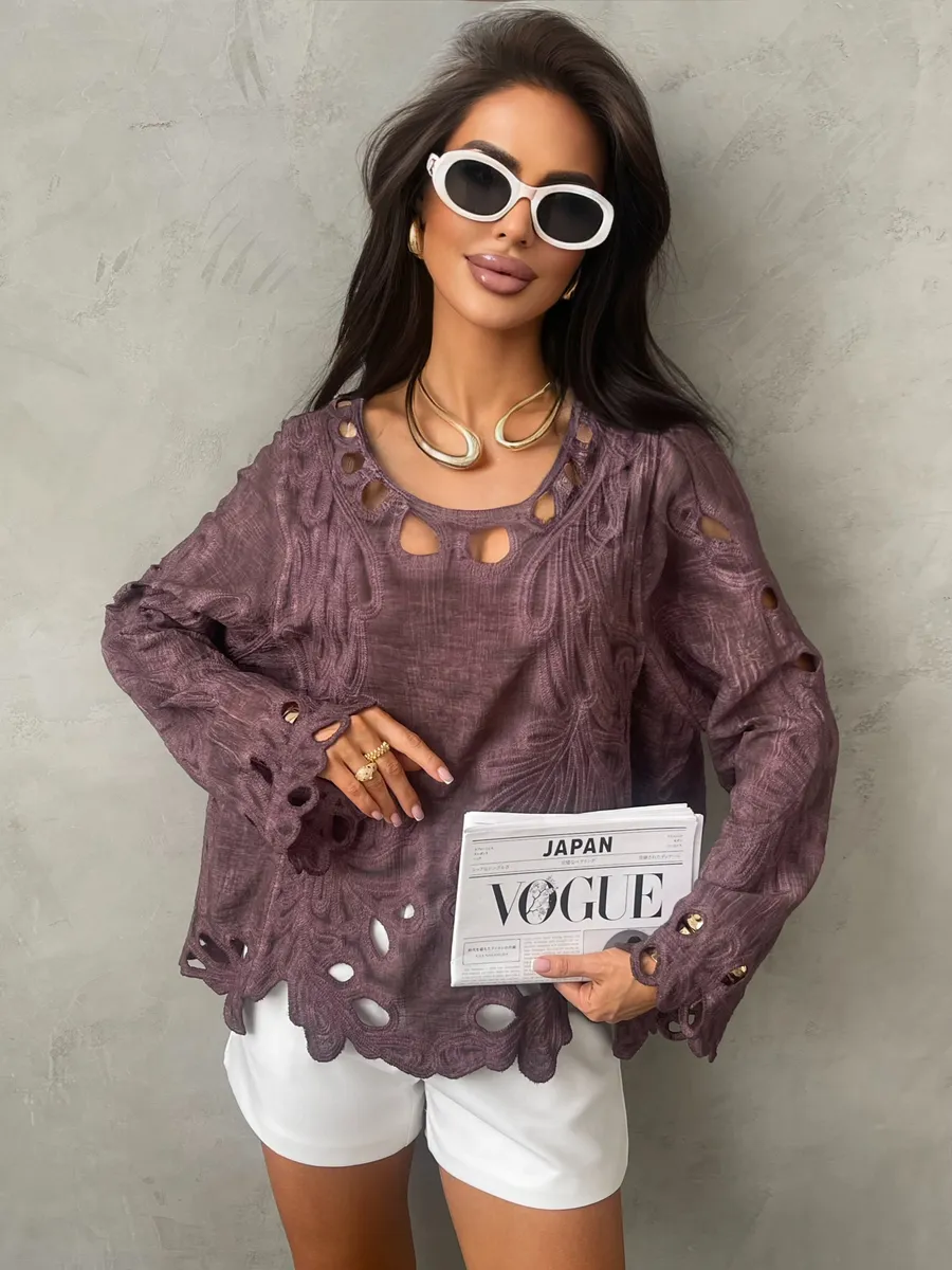 Коричневый блузка нарядная летняя