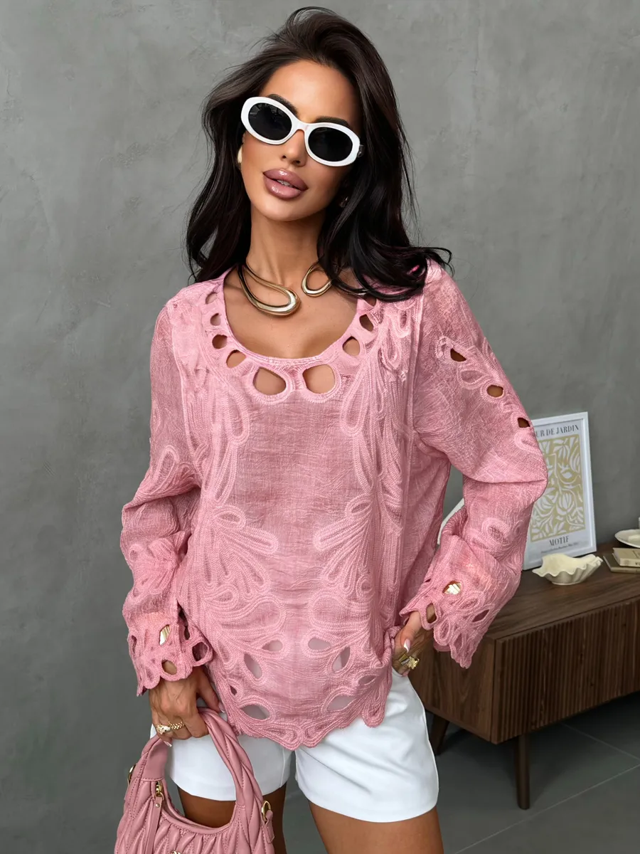 Розовый блузка нарядная летняя