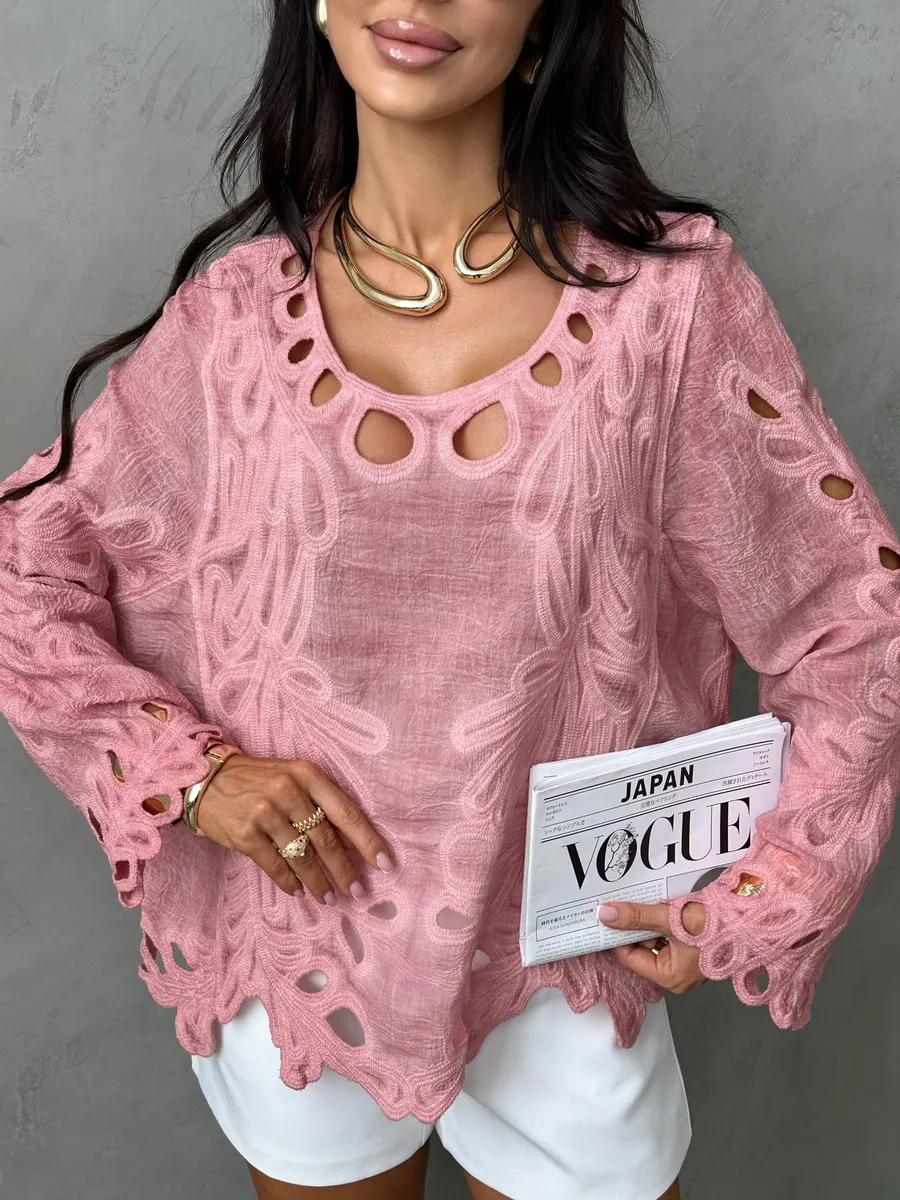 Розовый блузка нарядная летняя