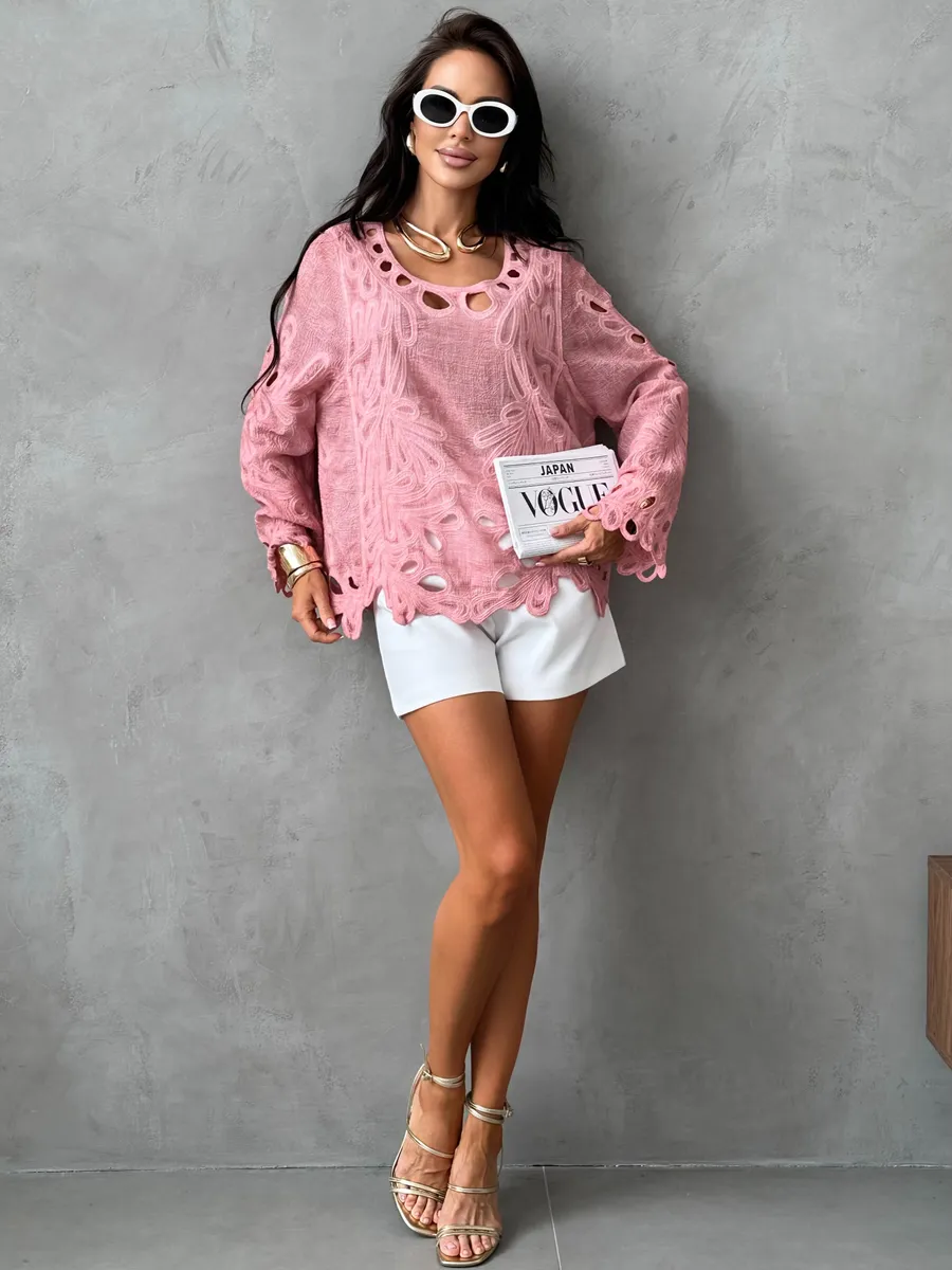 Розовый блузка нарядная летняя