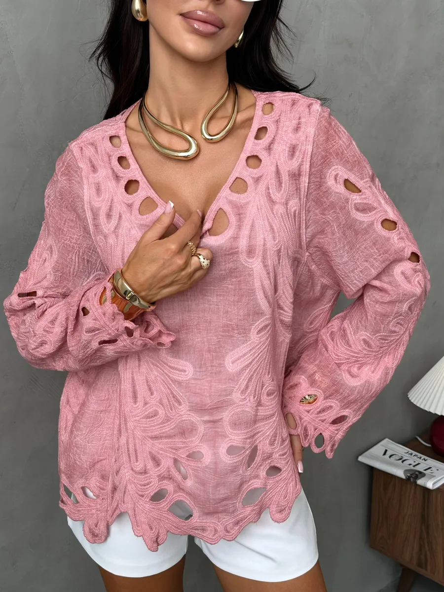 Розовый блузка нарядная летняя