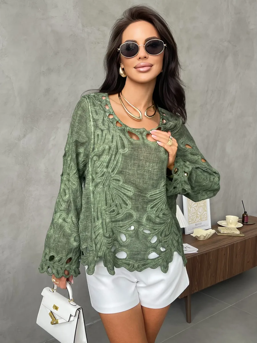 Зеленый блузка нарядная летняя