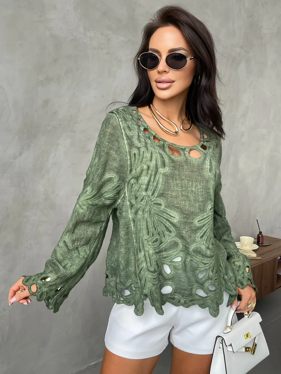 Зеленый блузка нарядная летняя