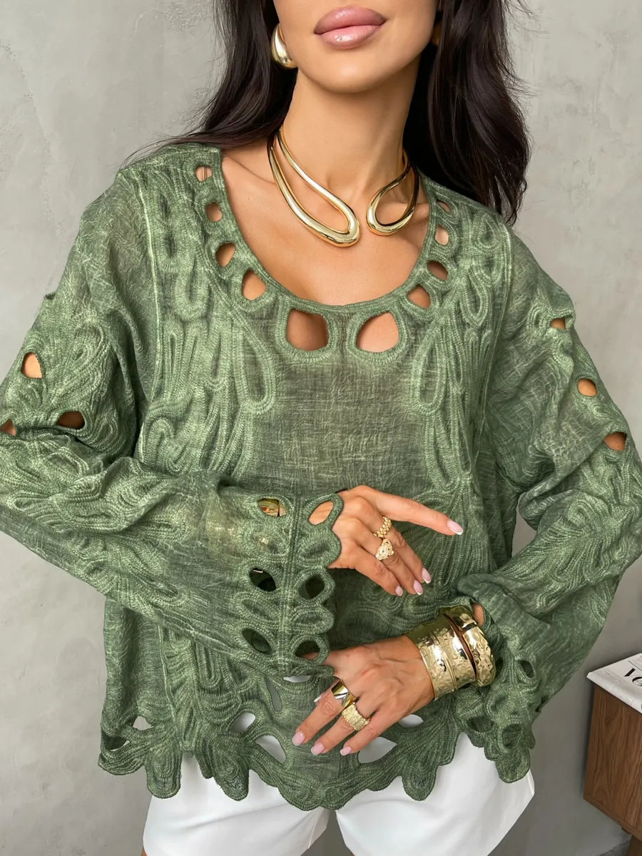 Зеленый блузка нарядная летняя