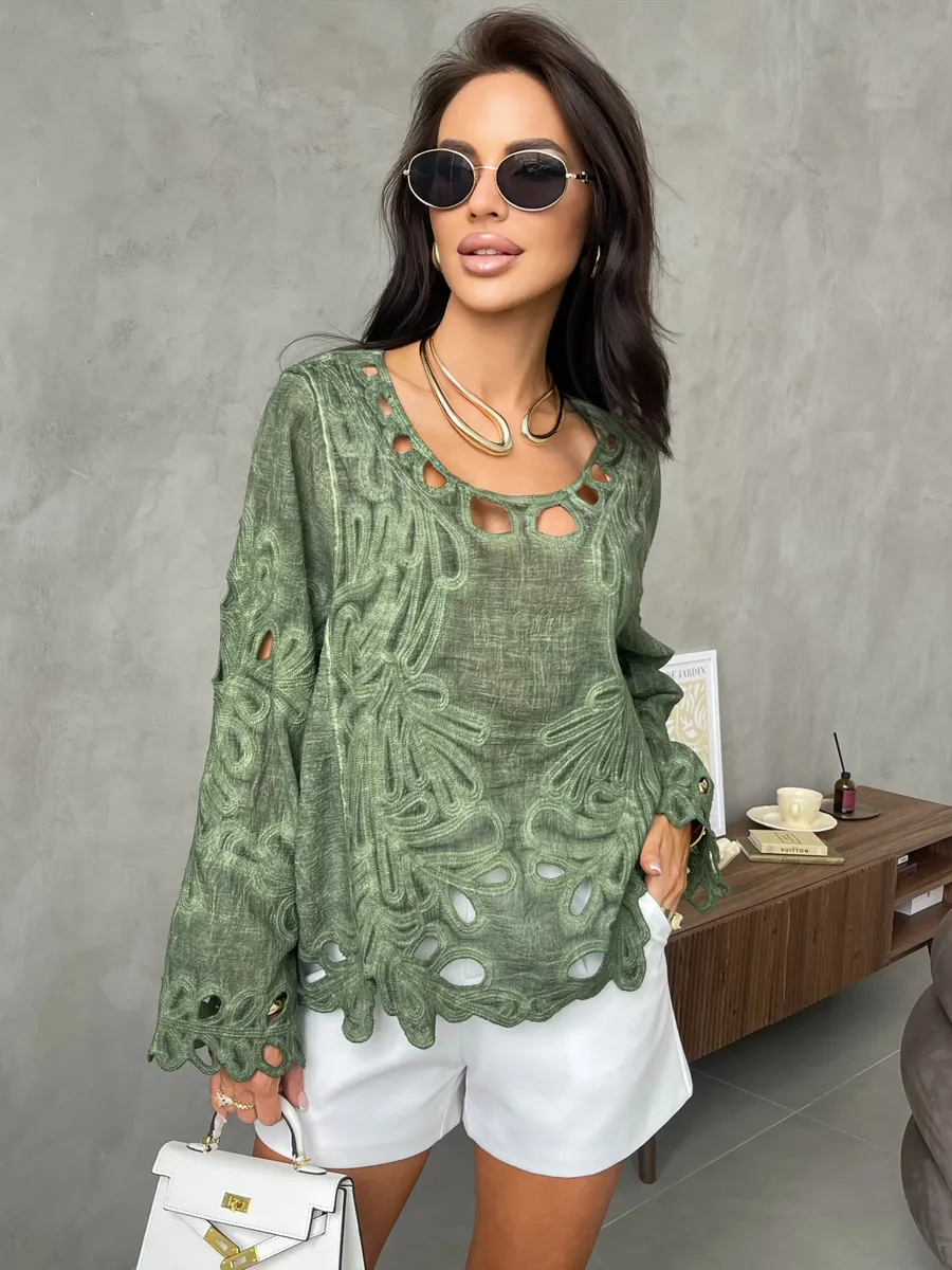 Зеленый блузка нарядная летняя